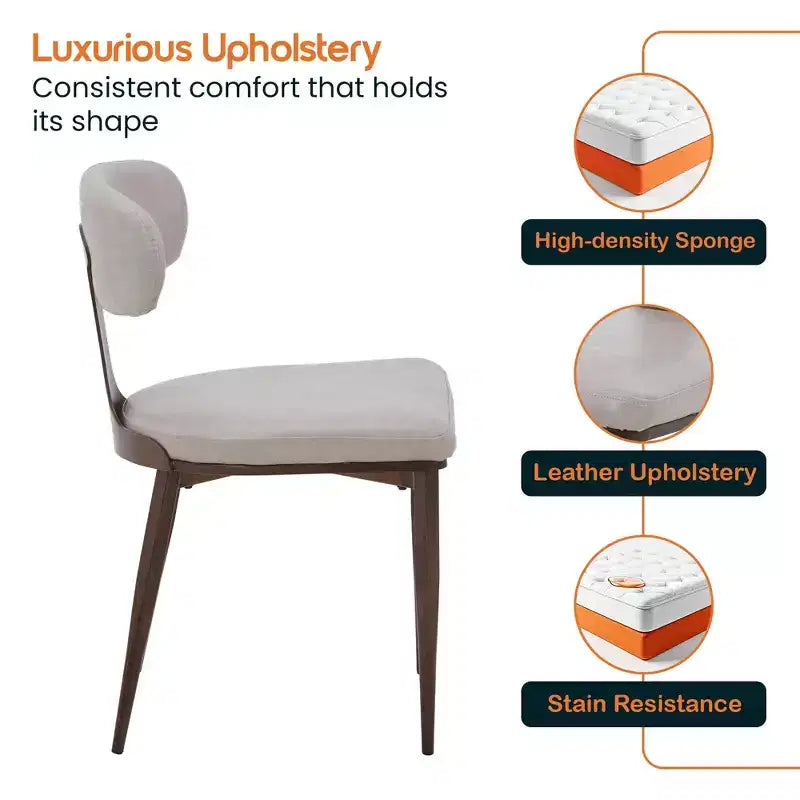Black / Cream / Light Gray / Taupe / White – Armless Faux Leather Dining Chair with Tapered Metal Legs, Single Seat