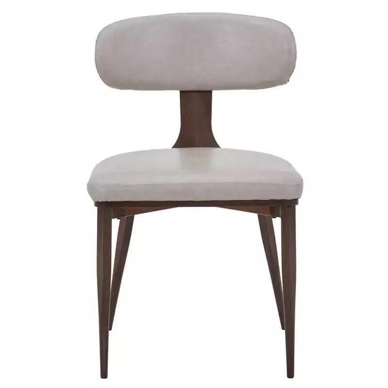 Black / Cream / Light Gray / Taupe / White – Armless Faux Leather Dining Chair with Tapered Metal Legs, Single Seat