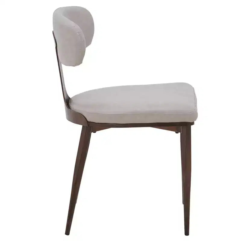 Black / Cream / Light Gray / Taupe / White – Armless Faux Leather Dining Chair with Tapered Metal Legs, Single Seat