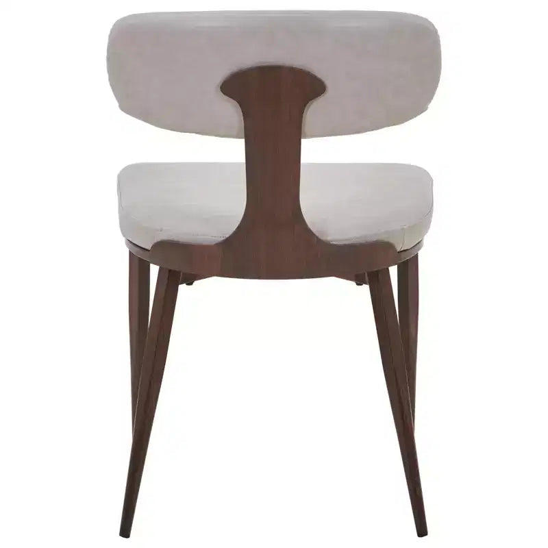 Black / Cream / Light Gray / Taupe / White – Armless Faux Leather Dining Chair with Tapered Metal Legs, Single Seat