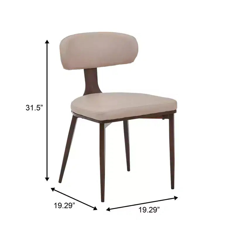 Black / Cream / Light Gray / Taupe / White – Armless Faux Leather Dining Chair with Tapered Metal Legs, Single Seat
