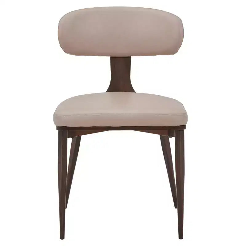 Black / Cream / Light Gray / Taupe / White – Armless Faux Leather Dining Chair with Tapered Metal Legs, Single Seat