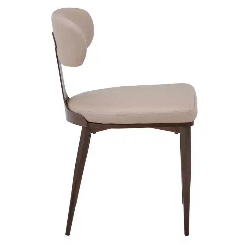 Black / Cream / Light Gray / Taupe / White – Armless Faux Leather Dining Chair with Tapered Metal Legs, Single Seat