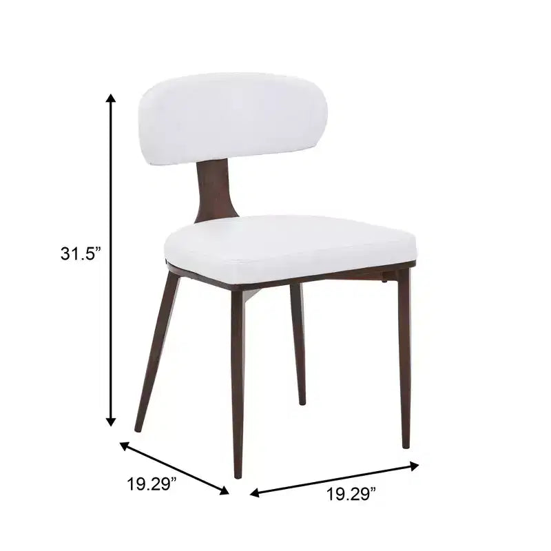 Black / Cream / Light Gray / Taupe / White – Armless Faux Leather Dining Chair with Tapered Metal Legs, Single Seat