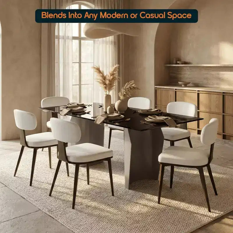 Black / Cream / Light Gray / Taupe / White – Armless Faux Leather Dining Chair with Tapered Metal Legs, Single Seat