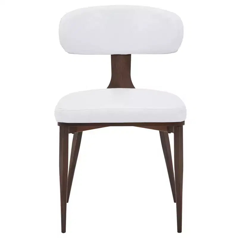 Black / Cream / Light Gray / Taupe / White – Armless Faux Leather Dining Chair with Tapered Metal Legs, Single Seat
