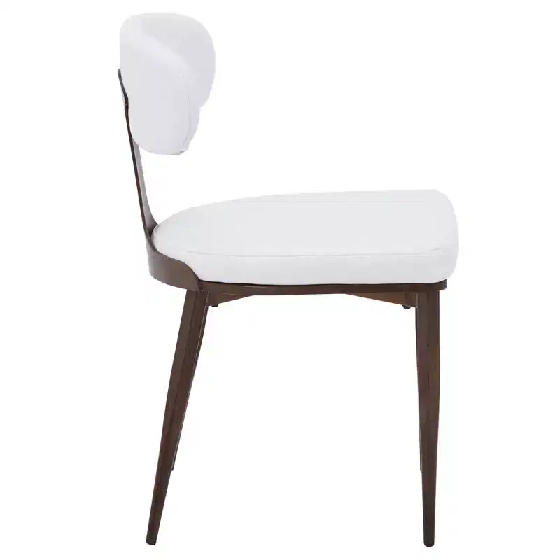 Black / Cream / Light Gray / Taupe / White – Armless Faux Leather Dining Chair with Tapered Metal Legs, Single Seat