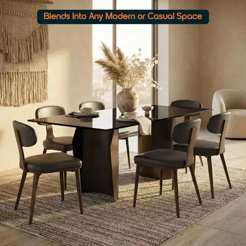 Black / Cream / Light Gray / Taupe / White – Armless Faux Leather Dining Chair with Tapered Metal Legs, Single Seat