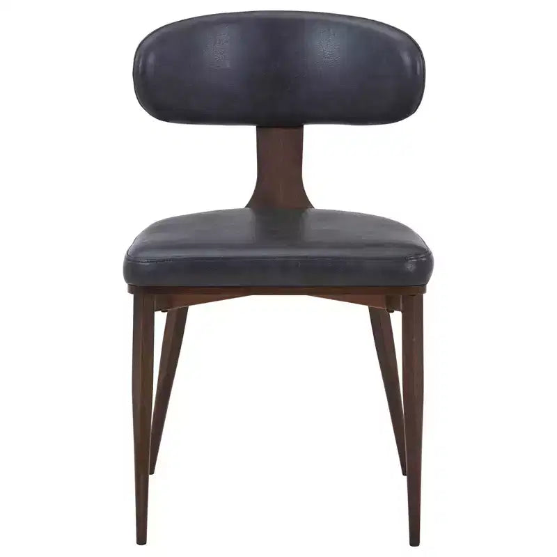 Black / Cream / Light Gray / Taupe / White – Armless Faux Leather Dining Chair with Tapered Metal Legs, Single Seat