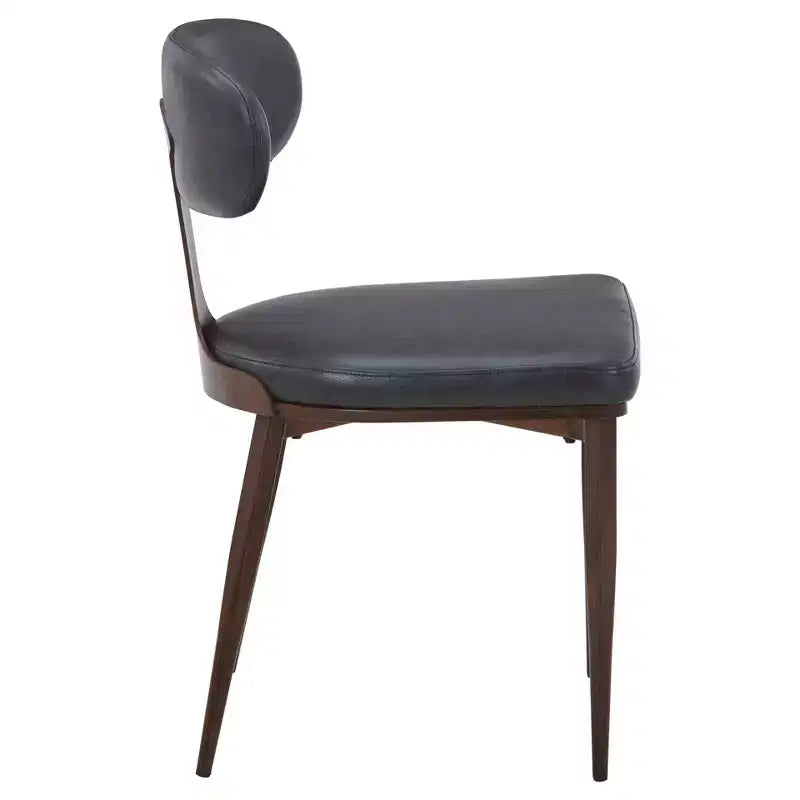 Black / Cream / Light Gray / Taupe / White – Armless Faux Leather Dining Chair with Tapered Metal Legs, Single Seat