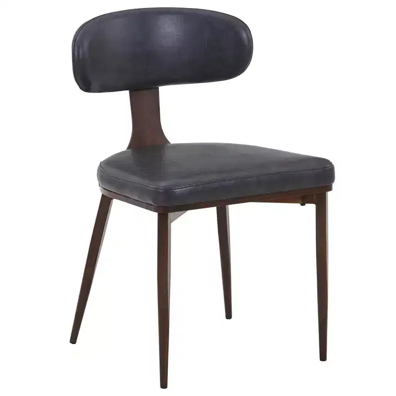 LeisureMod Dilenny Modern Faux Leather Dining Chair with Tapered Metal Legs, Ergonomic Kitchen & Accent Chair. Water Resistant & Easy Clean