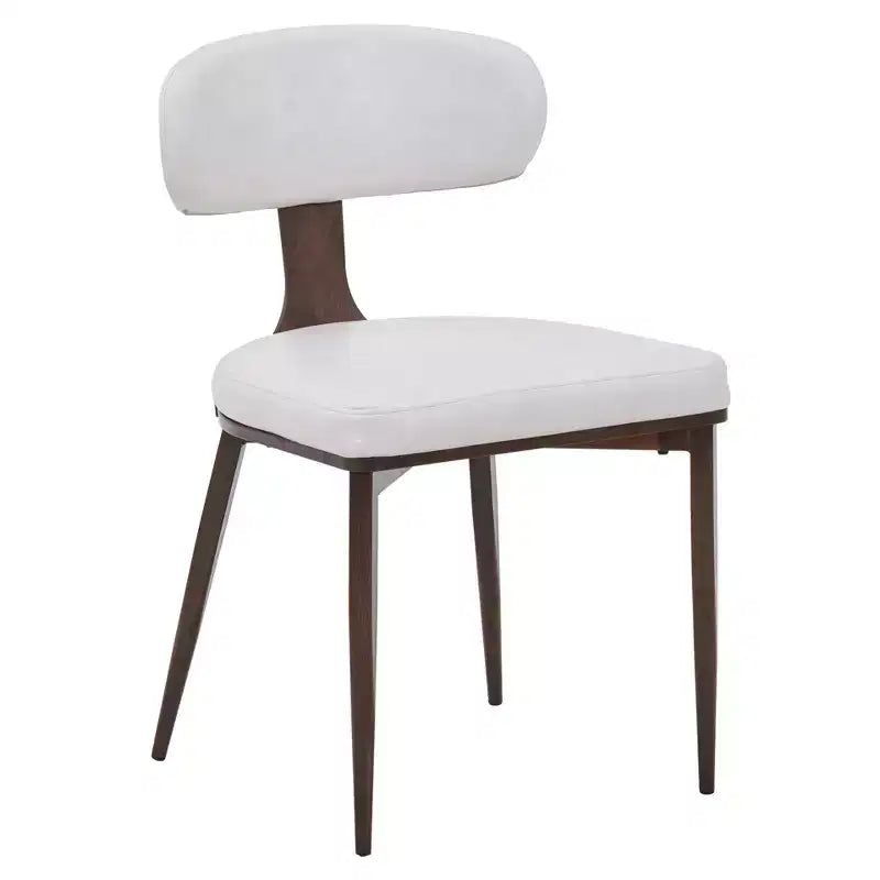 Black / Cream / Light Gray / Taupe / White – Armless Faux Leather Dining Chair with Tapered Metal Legs, Single Seat