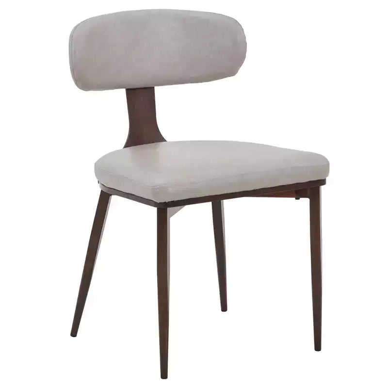 Black / Cream / Light Gray / Taupe / White – Armless Faux Leather Dining Chair with Tapered Metal Legs, Single Seat
