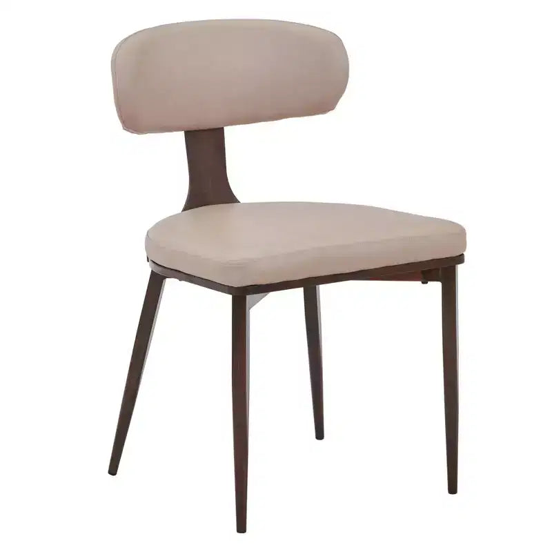 Black / Cream / Light Gray / Taupe / White – Armless Faux Leather Dining Chair with Tapered Metal Legs, Single Seat