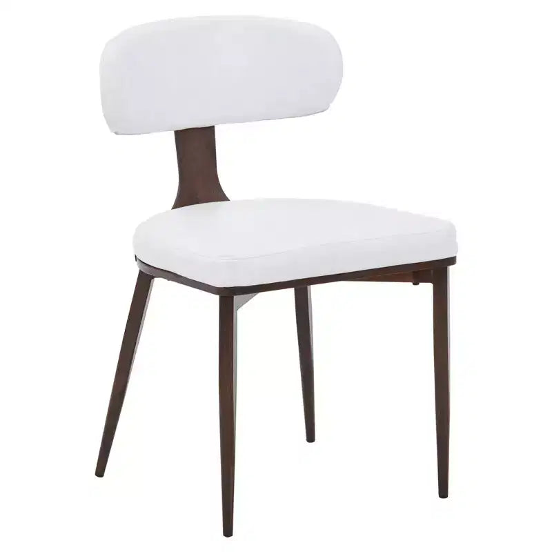 Black / Cream / Light Gray / Taupe / White – Armless Faux Leather Dining Chair with Tapered Metal Legs, Single Seat