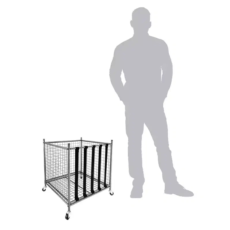 Steel Gray Rolling Sports Ball Storage Cart – For 2–4 People